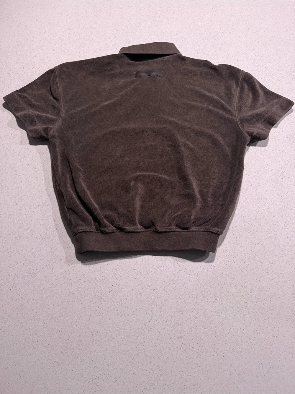 Fear of God Velour Short-Sleeve Polo in Brown (plum)